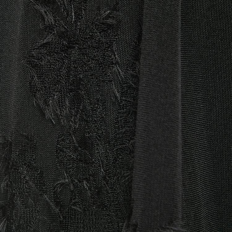 Pre Owned Dior Black Embroidered Silk Knit Maxi Skirt L