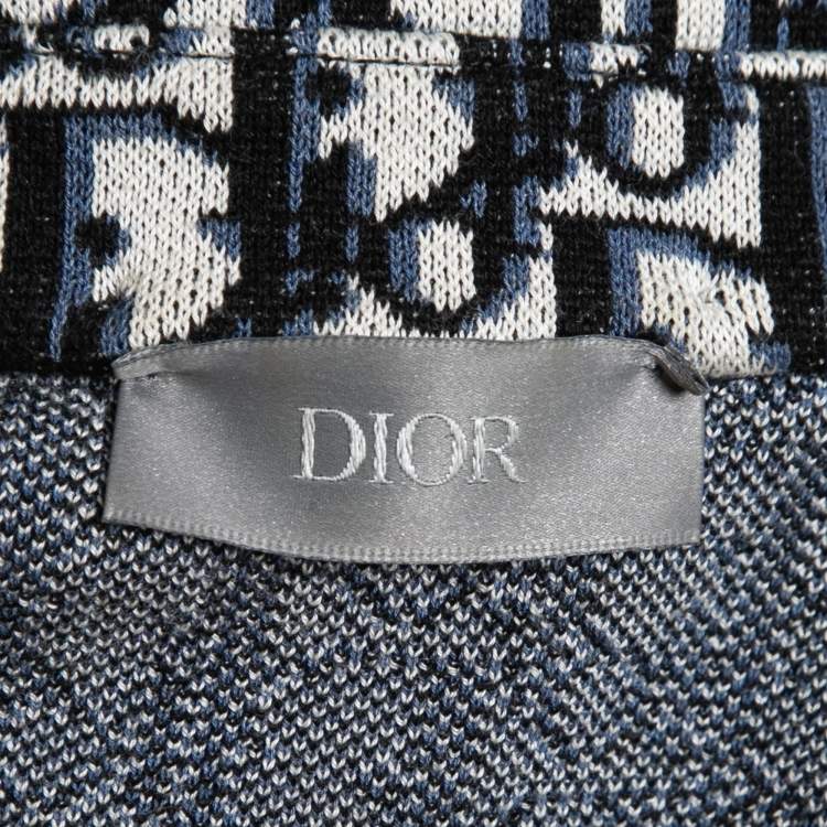 مملوكة مسبقًا Dior Navy Blue Oblique Cotton Jacquard Button Front Full Sleeve Shirt XXS
