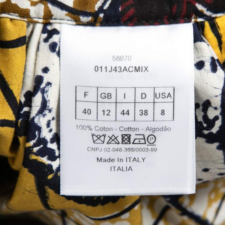 Pre Owned Dior Multicolor La Roue De La Fortune Print Cotton Wax Pleated Midi Skirt M
