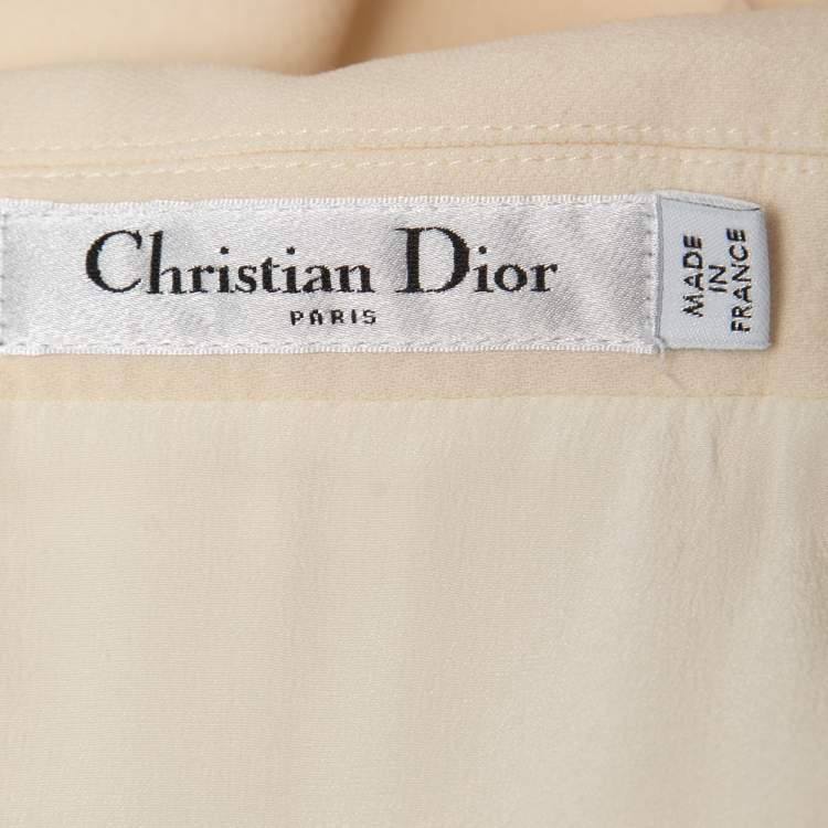 Pre Owned Dior Cream Wool Blend Zip Front Short Shirt Dress M