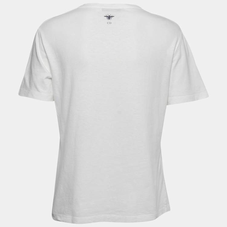 مملوكة مسبقًا Dior White Cotton Around The World Stella T-Shirt M