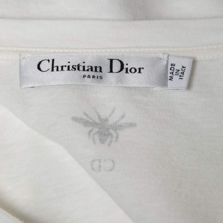 مملوكة مسبقًا Dior White Cotton Around The World Stella T-Shirt M