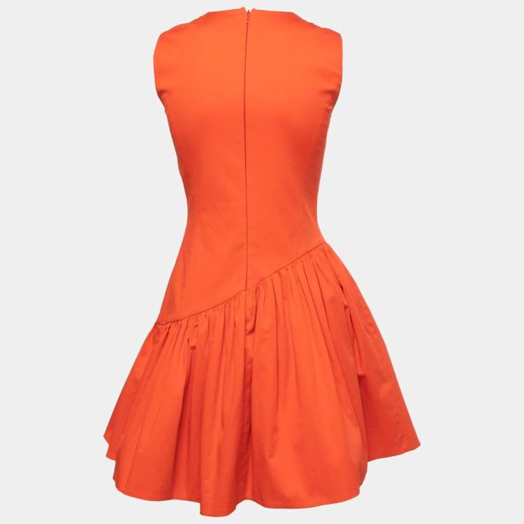 Pre Owned Christian Dior Red Cotton Sleeveless Flared Mini Dress S