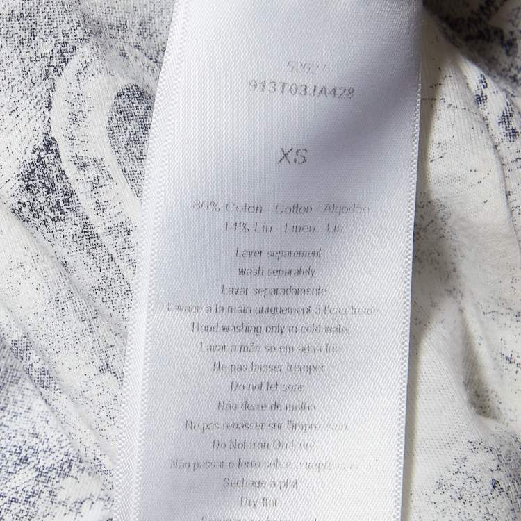 Pre Owned Dior Off White Diorodeo Jungle Print Cotton Linen T-Shirt XS