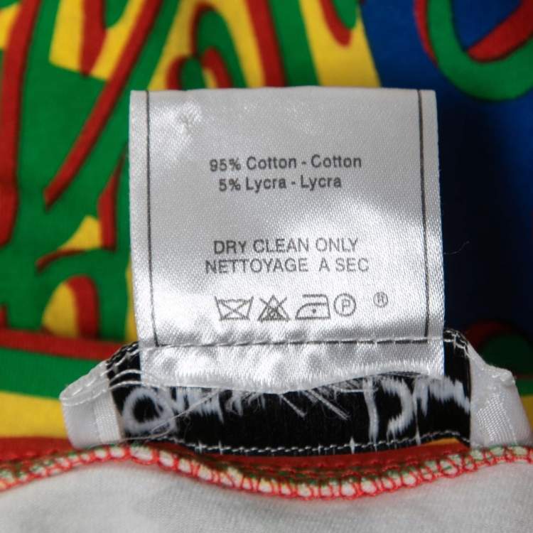 Pre Owned Christian Dior Vintage Multicolor Rasta Mania Print Cotton Zip Top L