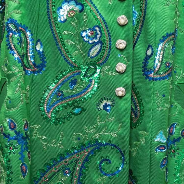 Pre Owned Christian Dior Green Embroidered Jacket M