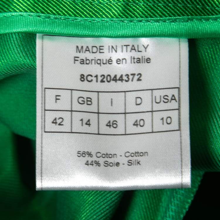 Pre Owned Christian Dior Green Button Detail Cropped Trousers L