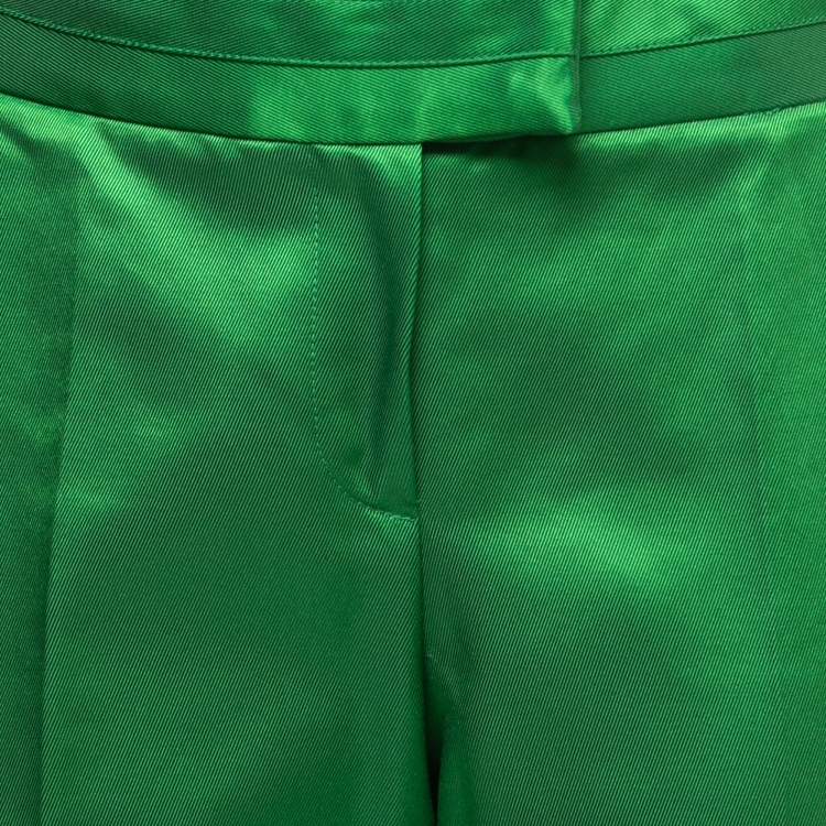 Pre Owned Christian Dior Green Button Detail Cropped Trousers L