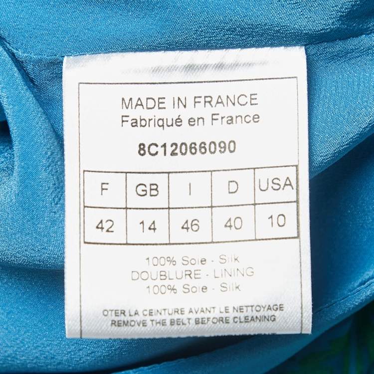 Pre Owned Christian Dior Blue Paisley Printed One Shoulder Mini Dress L