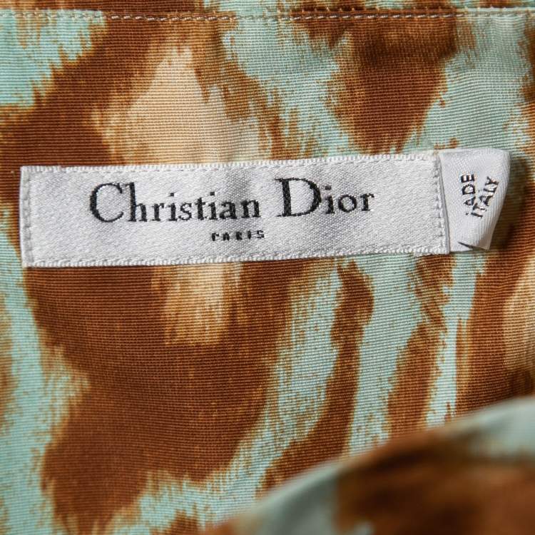 Pre Owned Christian Dior Brown Animal Printed Chiffon Bow Maxi Skirt M