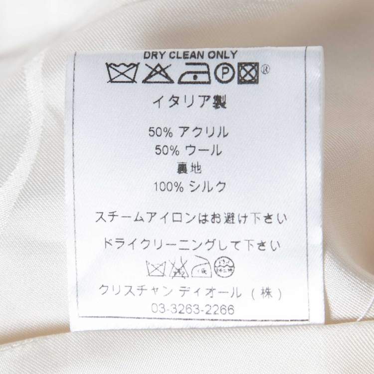 Pre Owned Christian Dior Boutique Cream Wool Blend Pencil Skirt M