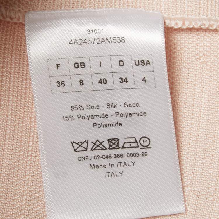 Pre Owned Christian Dior Light Pink Rib Knit Peplum Top S
