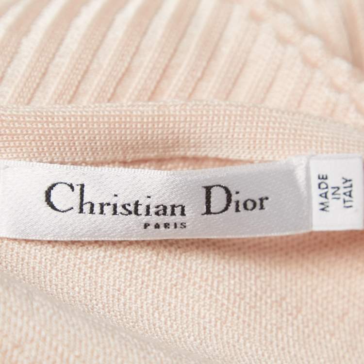 Pre Owned Christian Dior Light Pink Rib Knit Peplum Top S