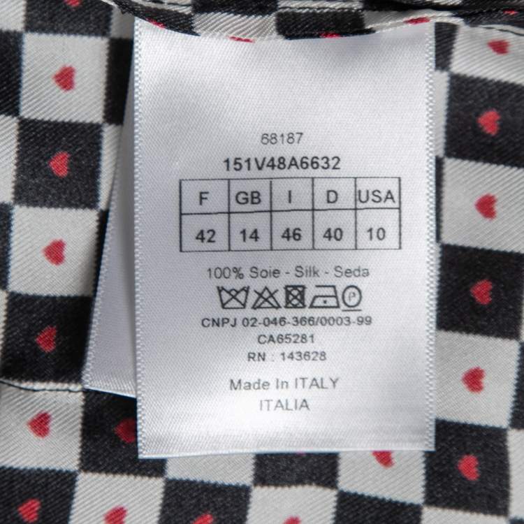 Pre Owned Christian Dior Black/White Checked Printed Silk Shirt L
