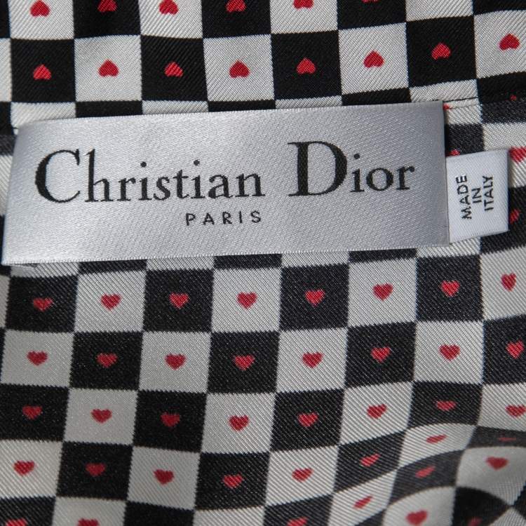 Pre Owned Christian Dior Black/White Checked Printed Silk Shirt L