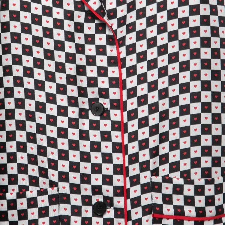 Pre Owned Christian Dior Black/White Checked Printed Silk Shirt L