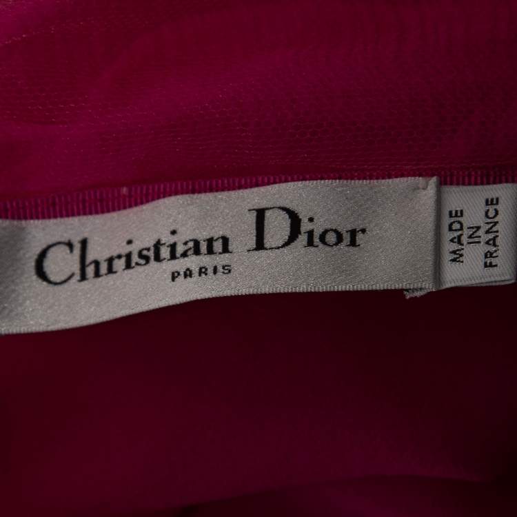 Pre Owned Christian Dior Pink Chiffon Pleated Gown M