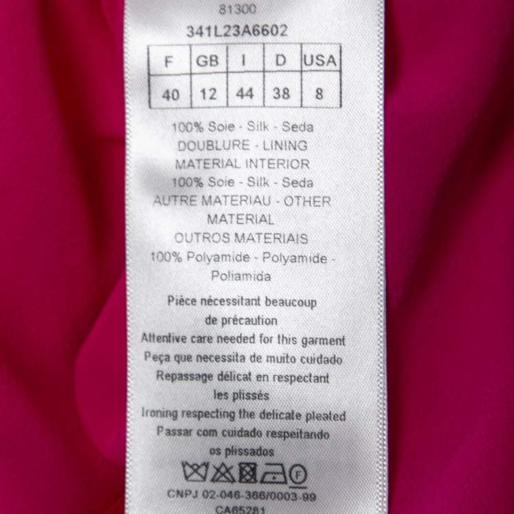 Pre Owned Christian Dior Pink Chiffon Pleated Gown M