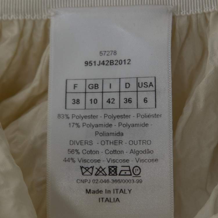 Pre Owned Dior Off-White Crinkled Silk Front Open Maxi Skirt M