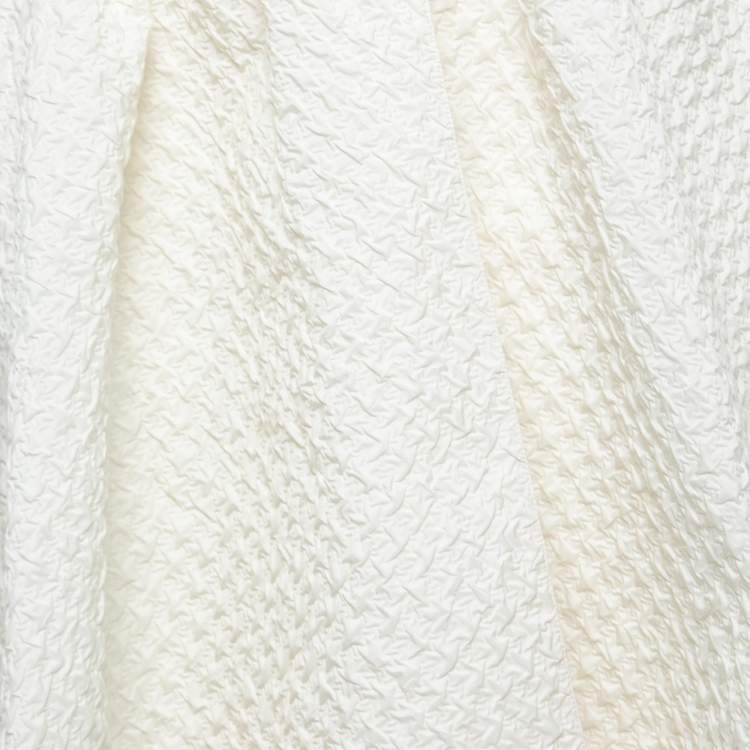 Pre Owned Dior Off-White Crinkled Silk Front Open Maxi Skirt M