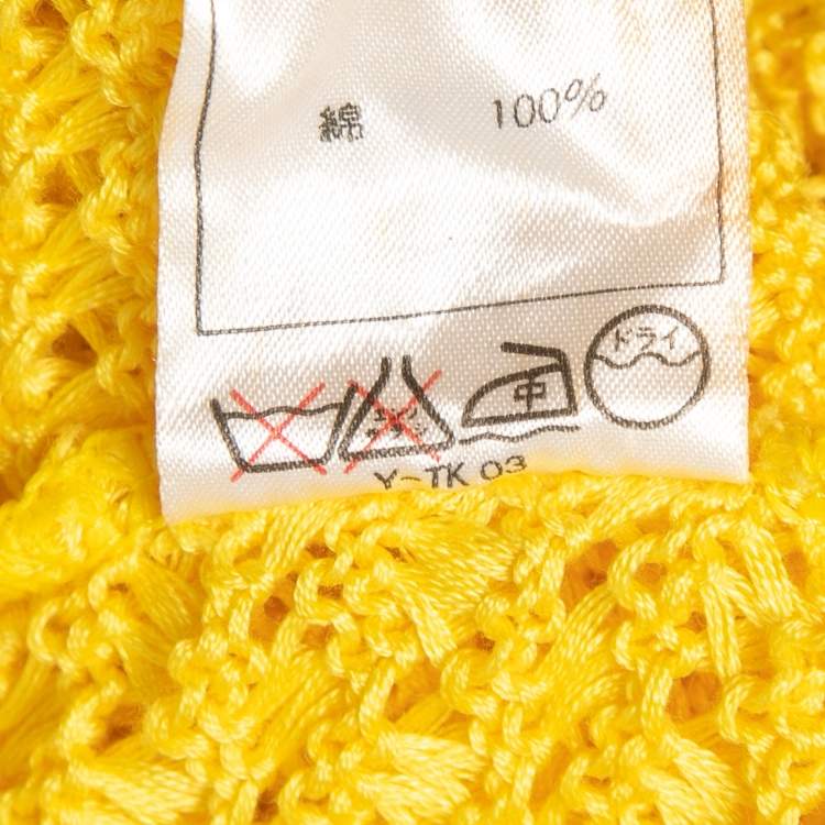 Pre Owned Dior Yellow Knit Button Front Sleeveless Sweater Vest M
