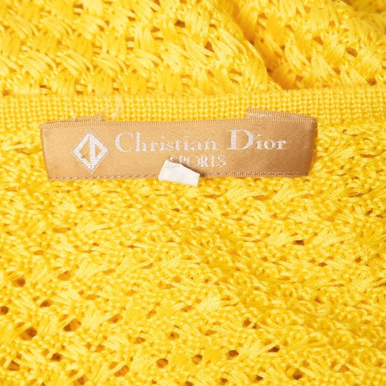 Pre Owned Dior Yellow Knit Button Front Sleeveless Sweater Vest M