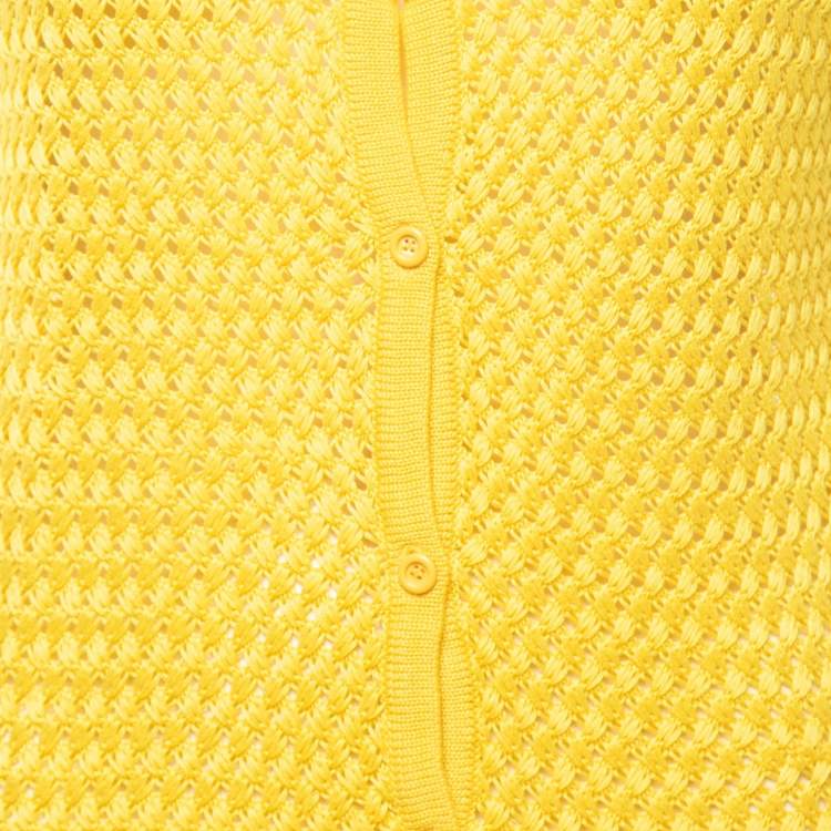 Pre Owned Dior Yellow Knit Button Front Sleeveless Sweater Vest M