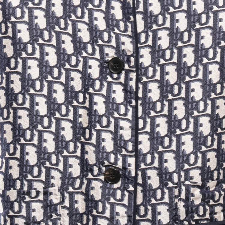 Pre Owned Dior Navy Blue Oblique Silk Shorts Shirt Set S