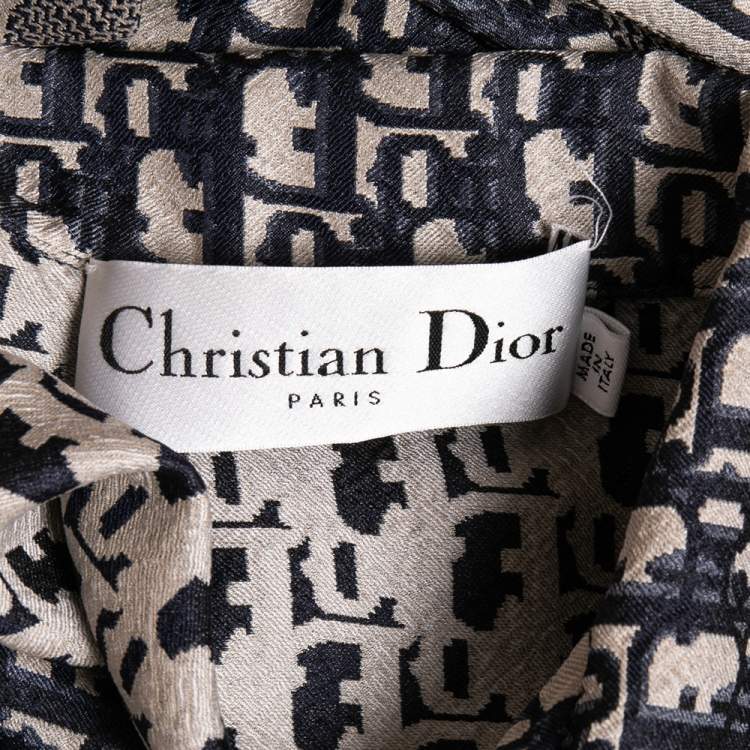 Pre Owned Dior Navy Blue Oblique Silk Shorts Shirt Set S