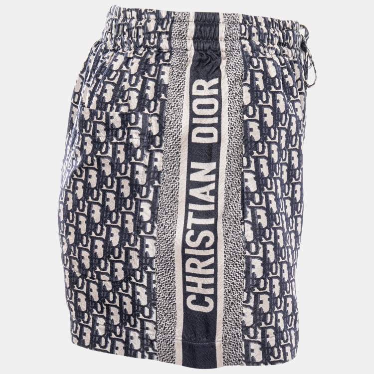 Pre Owned Dior Navy Blue Oblique Silk Shorts Shirt Set S