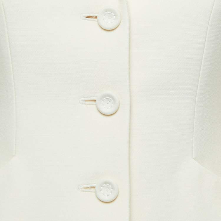 Pre Owned Dior Cream Wool Blend Single Breasted Blazer S