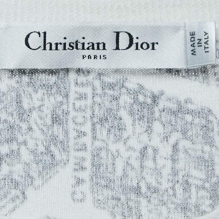 Pre Owned Dior White Printed Linen Blend Scoop Neck Half Sleeve T-Shirt XL