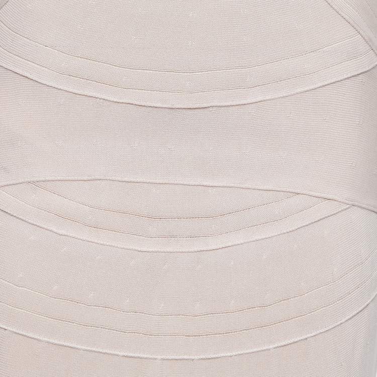 Pre Owned Dior Light Pink Patterned Silk Knit Knee Length Skirt L