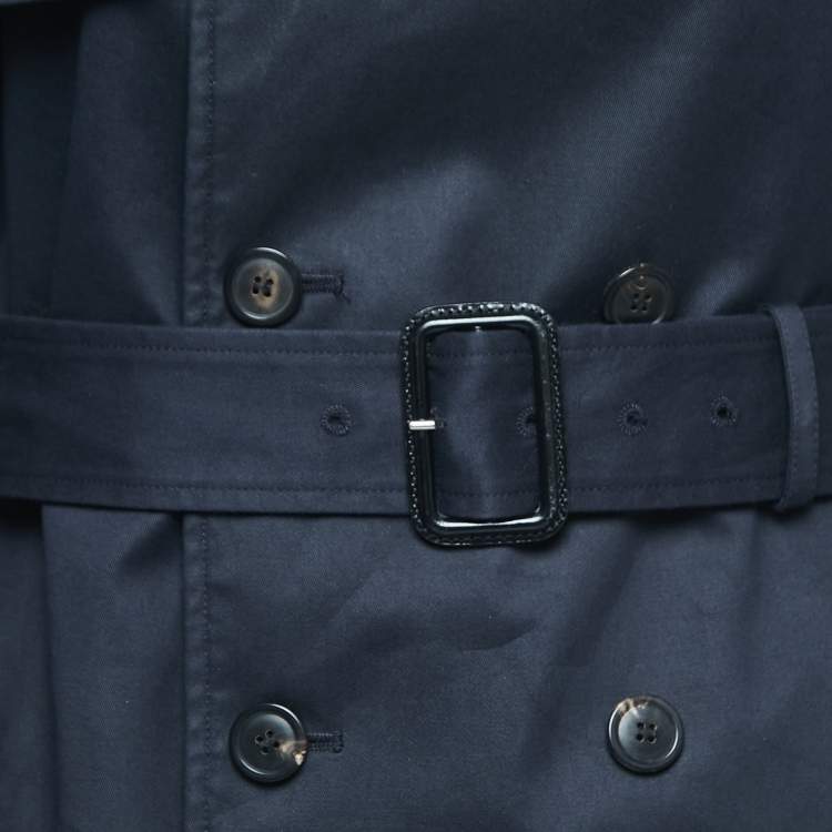 Pre Owned Dior Navy Blue Gabardine Double Breasted Belted Trench Coat M