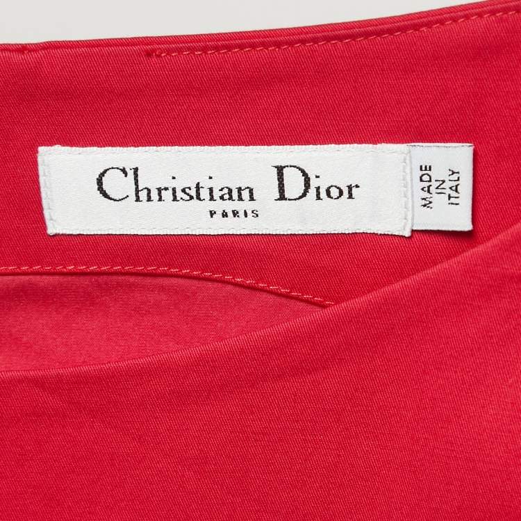 Pre Owned Dior Pink/Red Cotton Paneled Sleeveless Short Dress XL