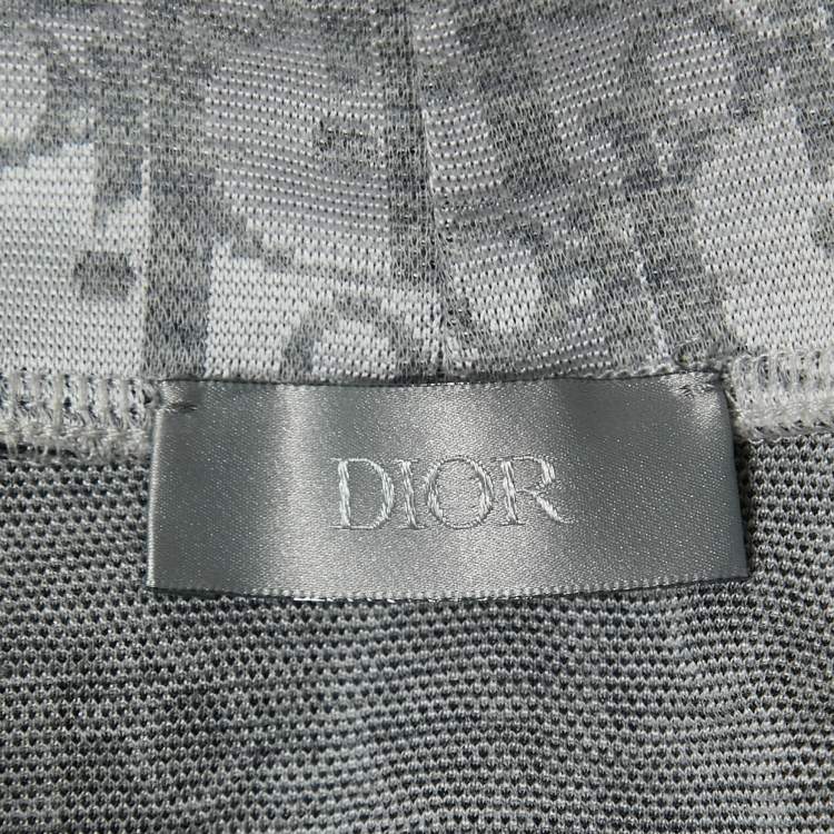 Pre Owned Dior X Daniel Arsham Grey Oblique Patterned Knit High Neck Pullover M