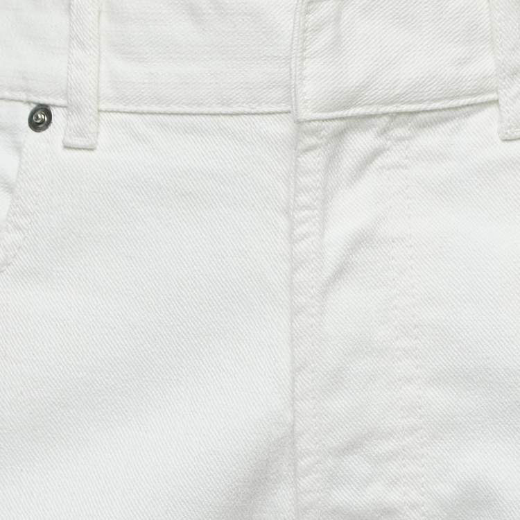 Pre Owned Christian Dior White Denim Straight Fit Cropped Jeans M Waist 34"
