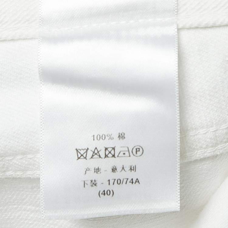 Pre Owned Christian Dior White Denim Straight Fit Cropped Jeans M Waist 34"