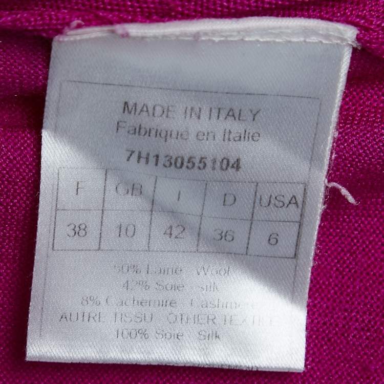 Pre Owned Christian Dior Pink Magenta Wool Blend & Silk Top M