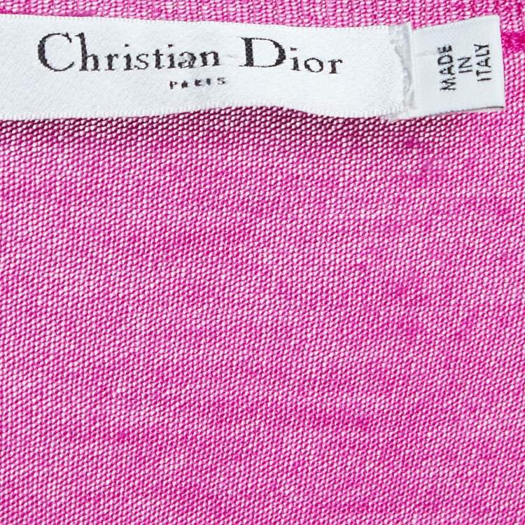 Pre Owned Christian Dior Pink Magenta Wool Blend & Silk Top M