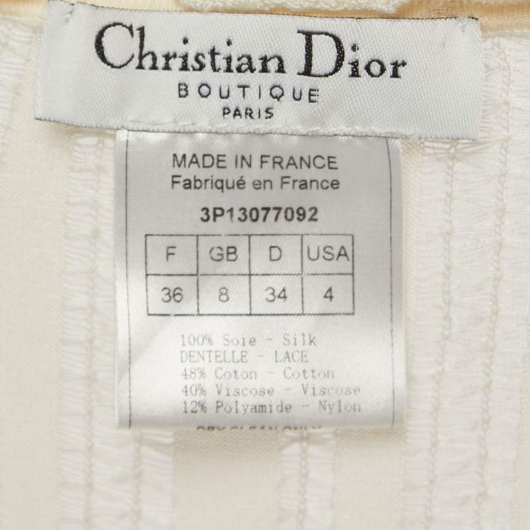 Pre Owned Dior Vintage Off White Knit Buttoned Long Sleeve Top S