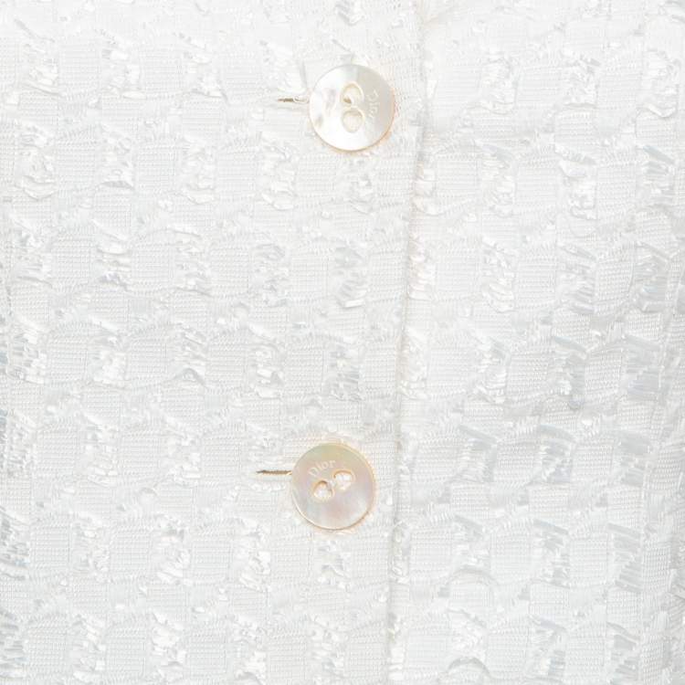 Pre Owned Dior Vintage Off White Tweed Single Breasted Blazer S