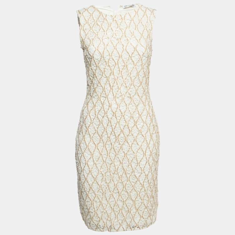 Christian Dior Off-White Sequined Lace Sleeveless Short