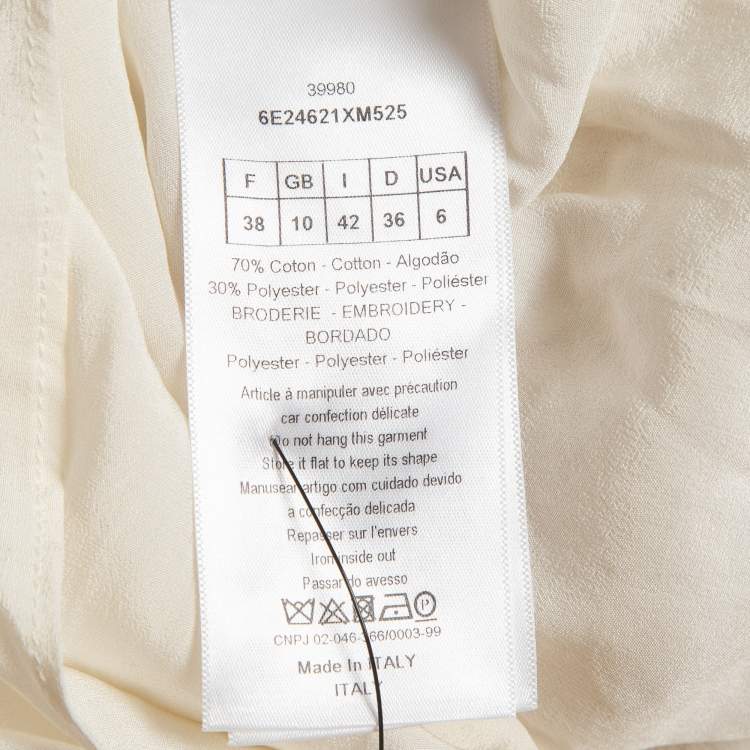 Pre Owned Christian Dior Off-White Sequined Lace Sleeveless Short Dress M