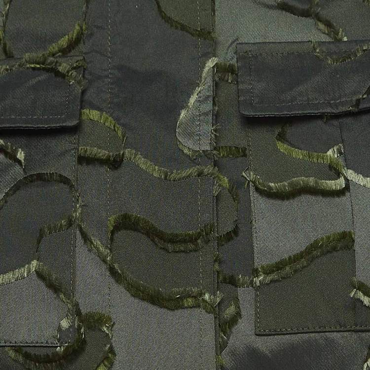 Pre Owned Christian Dior Military Green Camouflage Synthetic Zip Front Jacket S