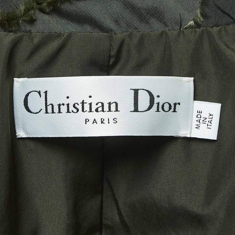 Pre Owned Christian Dior Military Green Camouflage Synthetic Zip Front Jacket S