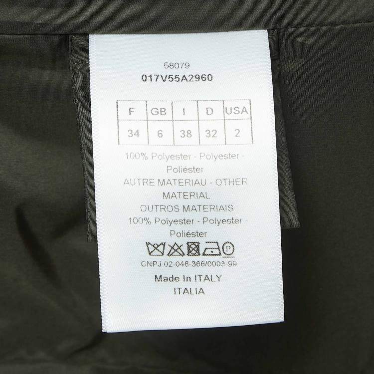 Pre Owned Christian Dior Military Green Camouflage Synthetic Zip Front Jacket S