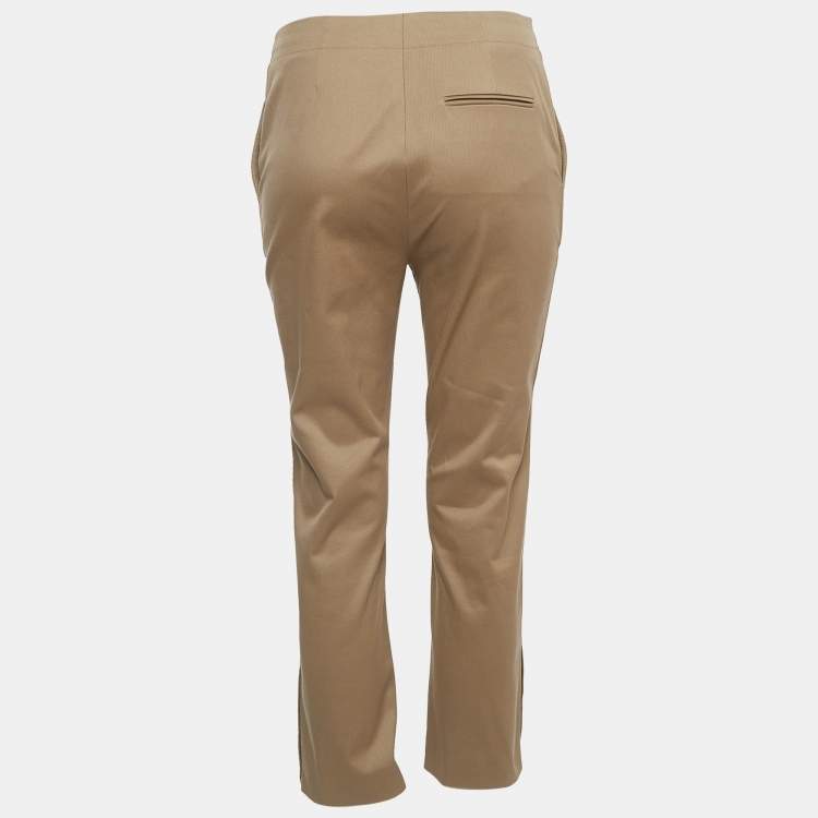 Pre Owned Dior Brown Cotton Fitted Trousers S