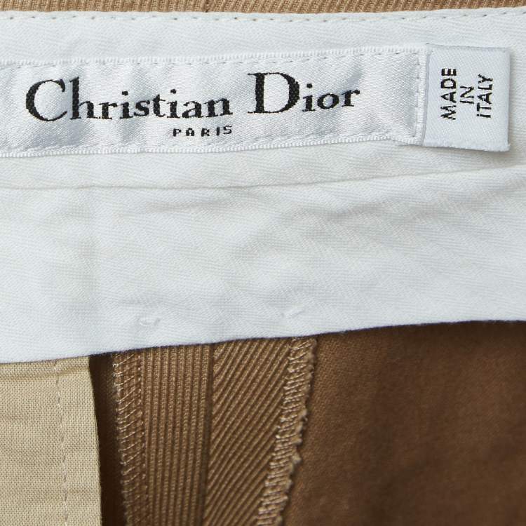 Pre Owned Dior Brown Cotton Fitted Trousers S