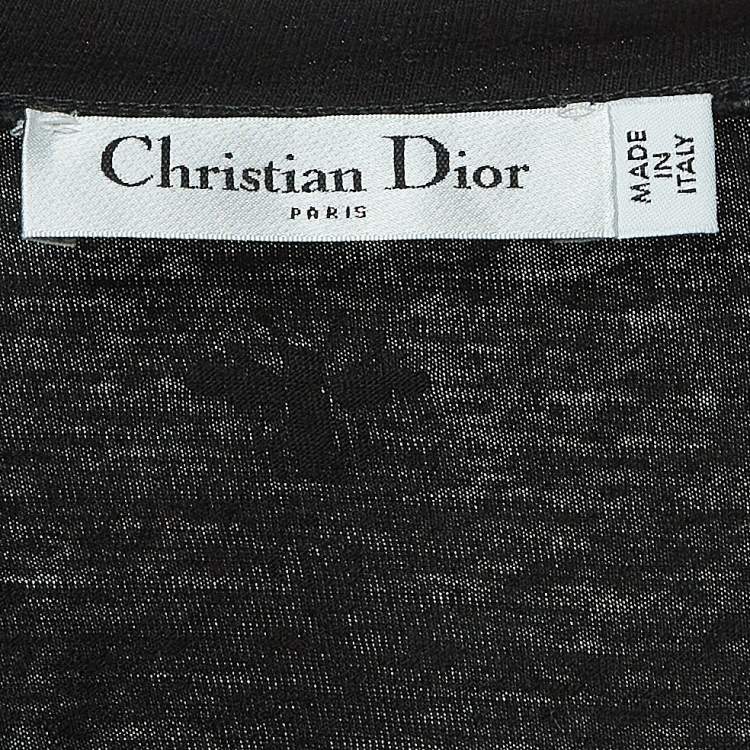 Pre Owned  Dior Black Logo Embellished Cotton Blend Half Sleeve T-Shirt M